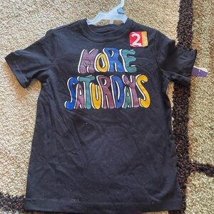 Black Kids Shirt with Colorful 'More Saturdays' Print